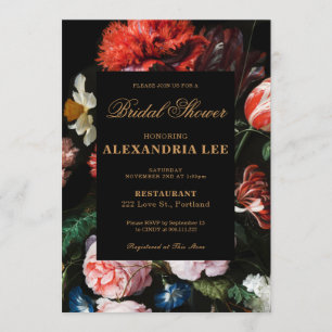 Weddenschap Bridal Shower Uitnodiging zwarte Flora