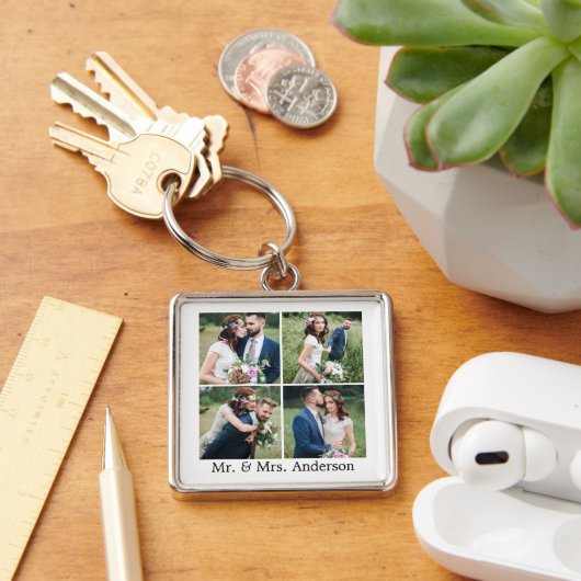 Weddenschap Bride en Groom 4 Foto Sleutelhanger (Bureau)