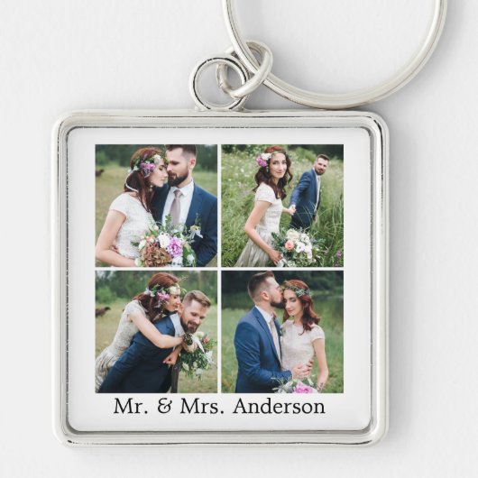 Weddenschap Bride en Groom 4 Foto Sleutelhanger (Voorkant)