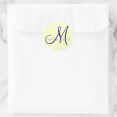 Weddenschap Bride Groom Cream Navy Gray Monogram S Ronde Sticker (Tas)