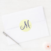 Weddenschap Bride Groom Cream Navy Gray Monogram S Ronde Sticker (Envelop)