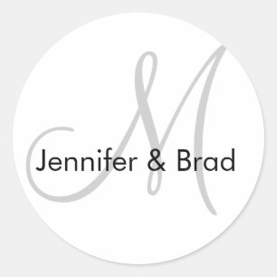 Weddenschap Bride Groom Gray Black Monogram Sticke Ronde Sticker