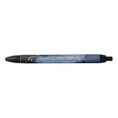 Weddenschap Bride Groom Guest Gift Blue Marble Zwarte Inkt Pen (Voorkant)