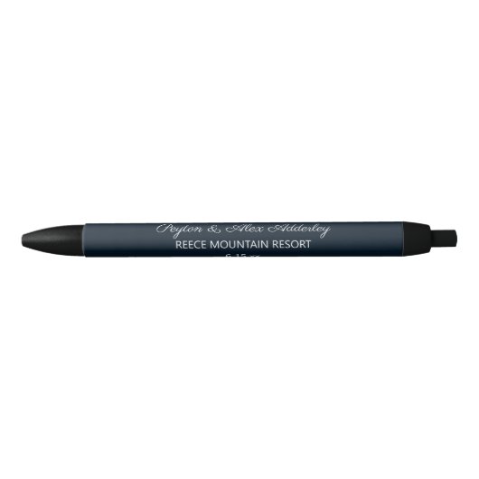 Weddenschap Bride Groom Guest Gift Navy Blue Zwarte Inkt Pen (Voorkant)