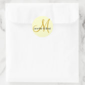 Weddenschap Bride Groom Ivory Gold Monogram Sticke Ronde Sticker (Tas)