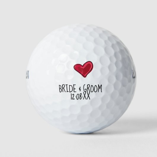 Weddenschap Bride & Groom met datum uit liefde Golfballen (Voorkant)