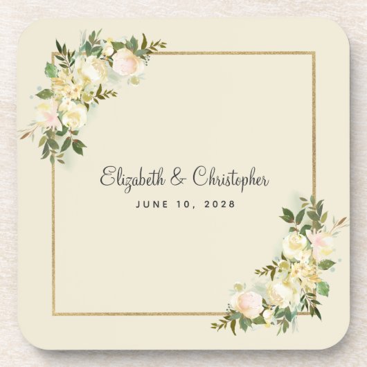 Weddenschap Bride Groom Names Datum Olegant Chic F Bier Onderzetter (Voorkant)