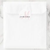 Weddenschap Bride Groom Pink White Monogram Sticke Ronde Sticker (Tas)