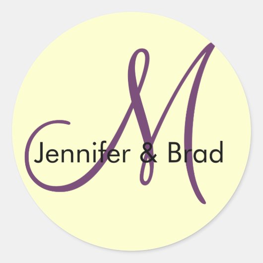 Weddenschap Bride Groom Plum Cream Monogram Sticke Ronde Sticker (Voorkant)