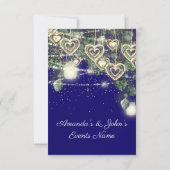 Weddenschap Bride Rustic Wood Gold Royal Blue Kaart (Achterkant)