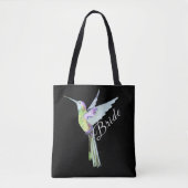 Weddenschap Bride White Script Boho Hummingbird Tote Bag (Voorkant)