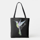 Weddenschap Bride White Script Boho Hummingbird Tote Bag (Achterkant)