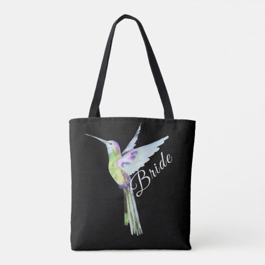Weddenschap Bride White Script Boho Hummingbird Tote Bag (Achterkant)