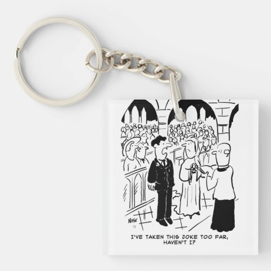 Weddenschap - Bridegroom Practical Joke Cartoon Sleutelhanger (voorkant)