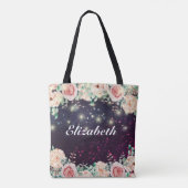 Weddenschap Brides Burgundy Chic Floral Paars Spar Tote Bag (Achterkant)