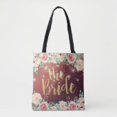 Weddenschap Brides Burgundy Chic Floral String Lig Tote Bag (Voorkant)