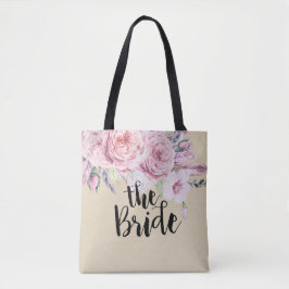 Weddenschap Brides Chic Waterverf Boho Floral Feat Tote Bag