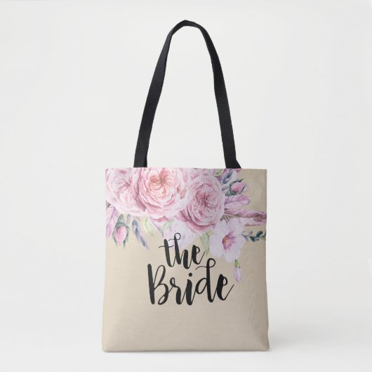 Weddenschap Brides Chic Waterverf Boho Floral Feat Tote Bag (Voorkant)