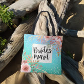 Weddenschap Bridesmaid Chic Pink Floral Blauwgroen Tote Bag