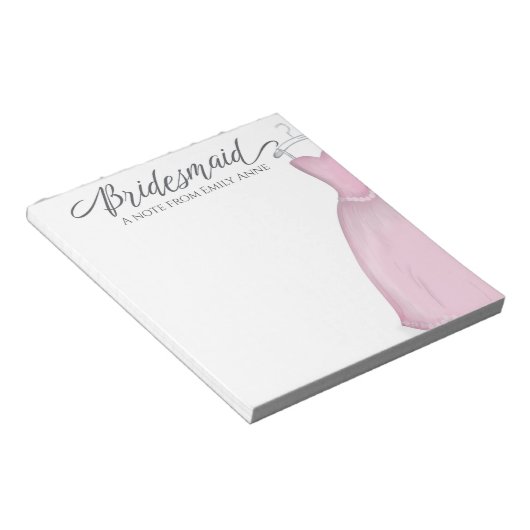 Weddenschap Bridesmaid Elegant Pink  Dress Notitieblok (Schuin)
