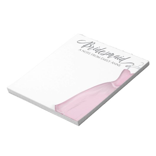 Weddenschap Bridesmaid Elegant Pink  Dress Notitieblok (Linkerzijde)