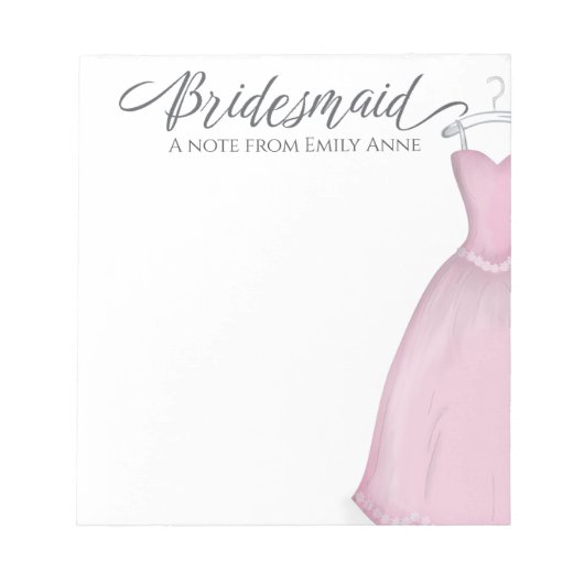 Weddenschap Bridesmaid Elegant Pink  Dress Notitieblok (Voorkant)
