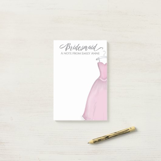 Weddenschap Bridesmaid Gepersonaliseerde  roze dre Post-it® Notes (Op bureau)