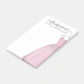 Weddenschap Bridesmaid Gepersonaliseerde  roze dre Post-it® Notes (Schuin)