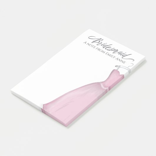 Weddenschap Bridesmaid Gepersonaliseerde roze dre Post-it® Notes (Schuin)