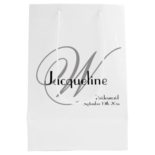 Weddenschap Bridesmaid Gift Monogram Chic Modern Medium Cadeauzakje (Achterkant)