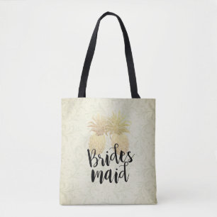 Weddenschap Bridesmaid Gold Pineapple Couple Tote Bag