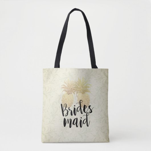 Weddenschap Bridesmaid  Gold Pineapple Couple Tote Bag (Voorkant)