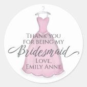 Weddenschap Bridesmaid Roze Dress Hartelijk dank Ronde Sticker (Voorkant)