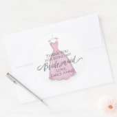 Weddenschap Bridesmaid Roze Dress Hartelijk dank Ronde Sticker (Envelop)