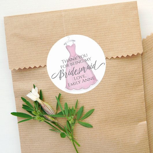 Weddenschap Bridesmaid Roze Dress Hartelijk dank Ronde Sticker