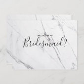 Weddenschap Bridesmaid | White Marble Script Brief Uitnodiging Briefkaart (Voorkant / Achterkant)