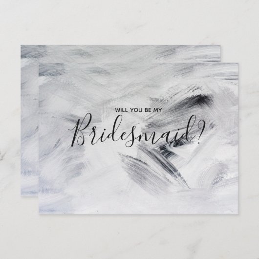 Weddenschap Bridesmaid | Witte schilderijen Uitnodiging Briefkaart (Voorkant / Achterkant)