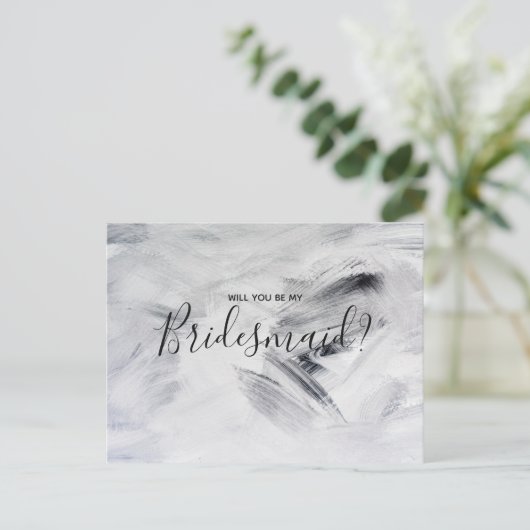 Weddenschap Bridesmaid | Witte schilderijen Uitnodiging Briefkaart (Staand voorkant)