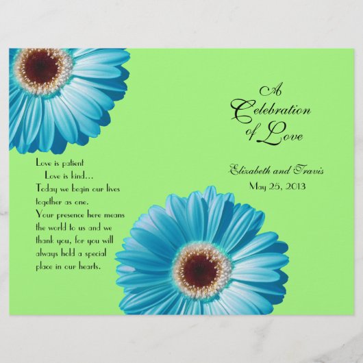 Weddenschap Bright Blue Daisy-programma (Voorkant)