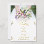 Weddenschap - bruid met kleurrijke trouwboquet aankondiging (Voorkant)