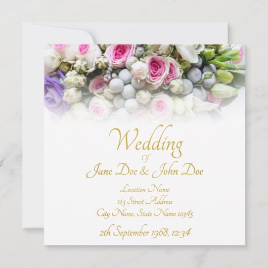 Weddenschap - bruid met kleurrijke trouwboquet kaart (Voorkant)