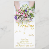 Weddenschap - bruid met kleurrijke trouwboquet programmakaart (Voorkant)