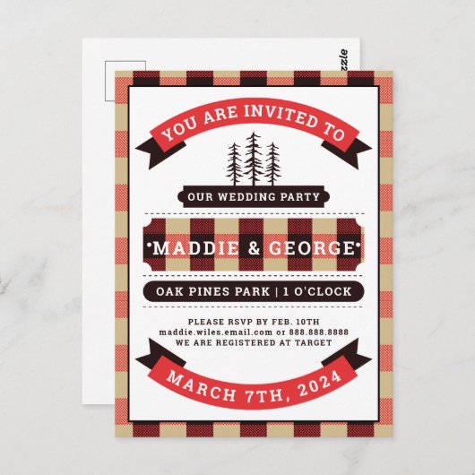 Weddenschap | Buffalo Check Flannel Briefkaart (Voorkant / Achterkant)