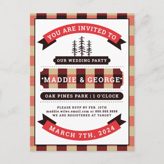 Weddenschap | Buffalo Check Flannel Briefkaart (Voorkant)