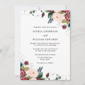 Weddenschap: Burgundy Blush Navy Wedding Kaart (Voorkant)