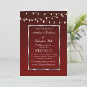 Weddenschap Burgundy Fairy Lights Kaart (Staand voorkant)