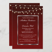 Weddenschap Burgundy Fairy Lights Kaart (Voorkant / Achterkant)