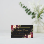Weddenschap Burgundy Floral Black Register-kaart Informatiekaartje (Staand voorkant)