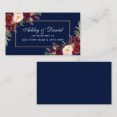 Weddenschap Burgundy Floral Blue Registry Insert C Informatiekaartje (Voorkant / Achterkant)