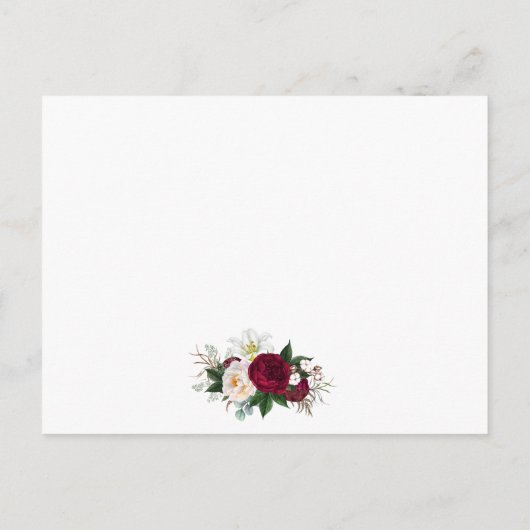 Weddenschap - Burgundy Floral Insert Kaart (Achterkant)
